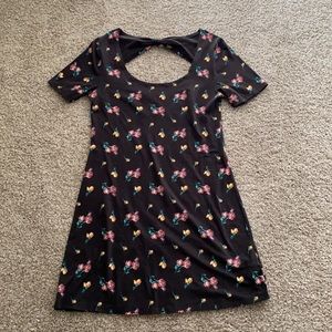 Black floral mini dress